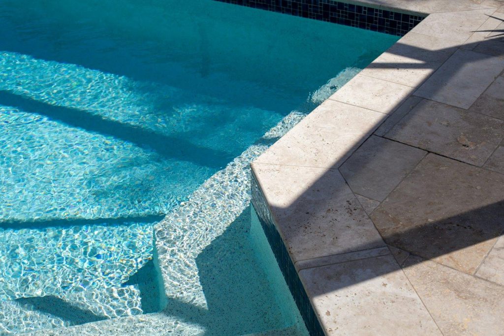 Pool steps and coping ready for inspection